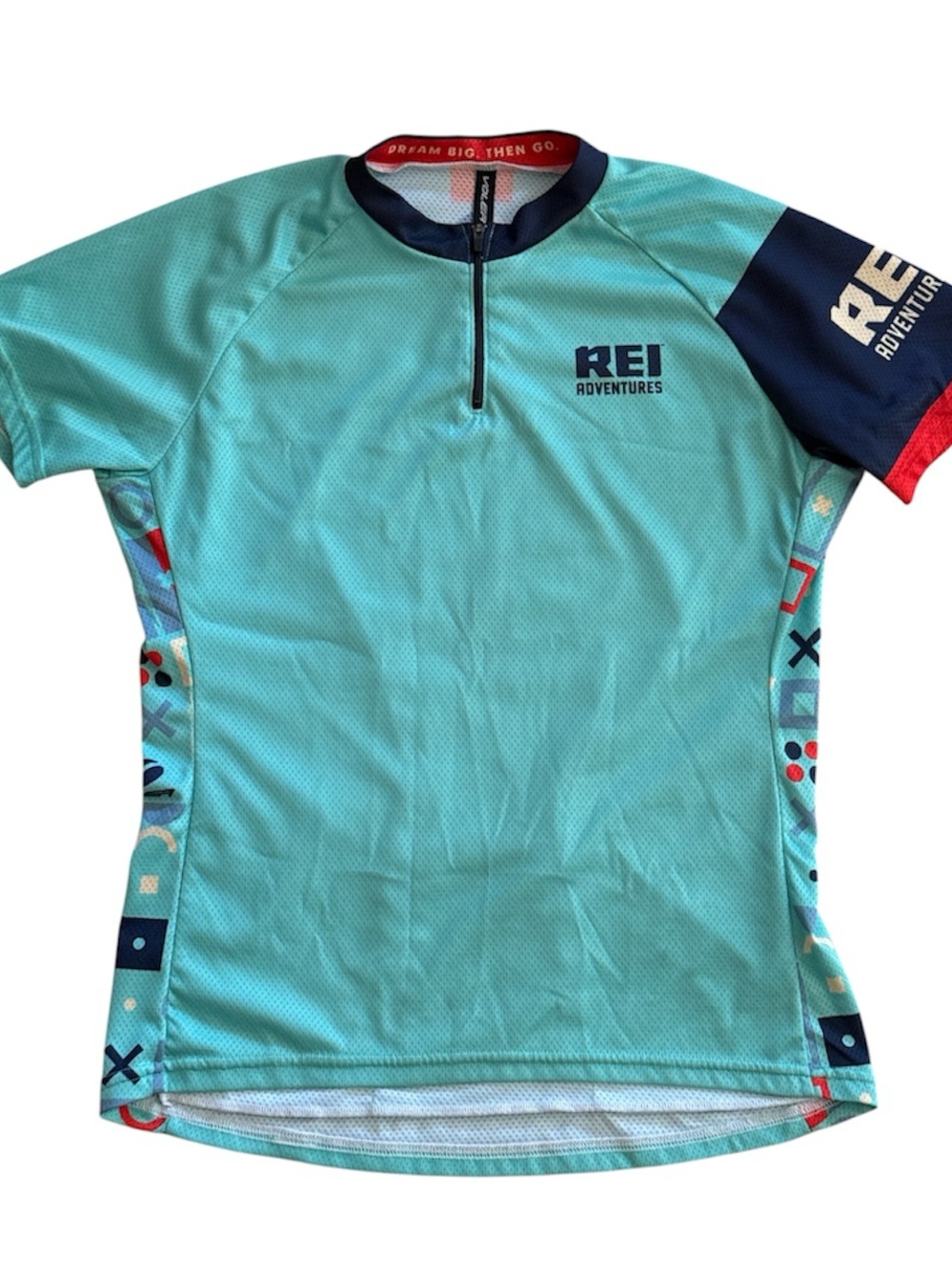 VOLER CYCLING BIKING JERSEY WOMENS MEDIUM TEAL BLUE SHORT SLEEVE 1/4 ZIP TOP EUC